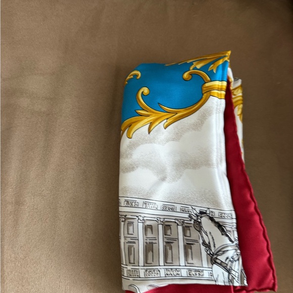 Celine Paris Silk Scarf with Red and Gold Design - Picture 6 of 7